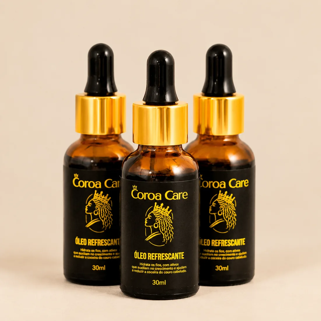 Kit Coroa com três unidades do Óleo Capilar Refrescante